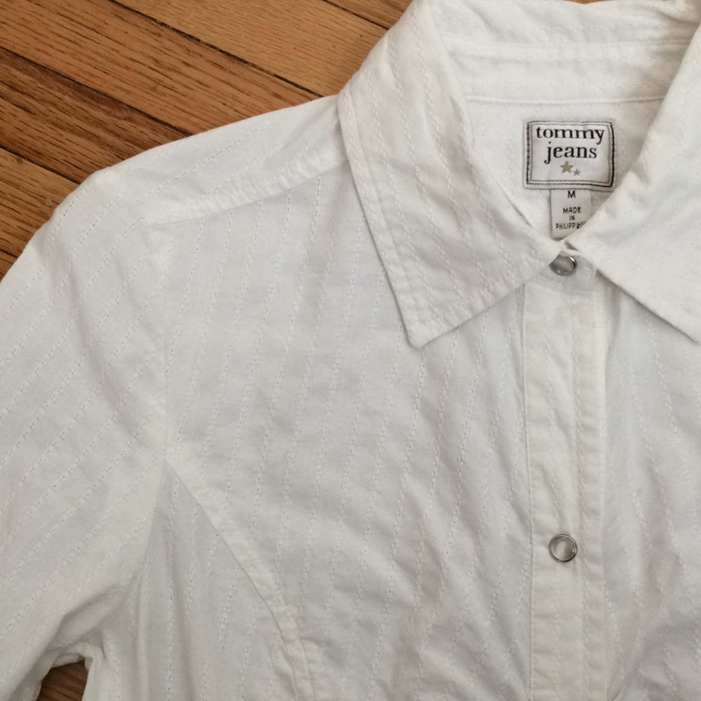 Tommy jeans fitted pearl snap textured cotton - Picture 2 of 8